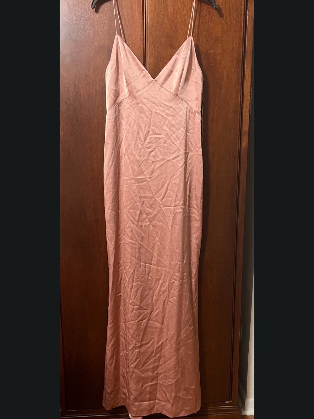 Alice + Olivia Rose Blush Satin Slip Maxi Dress
